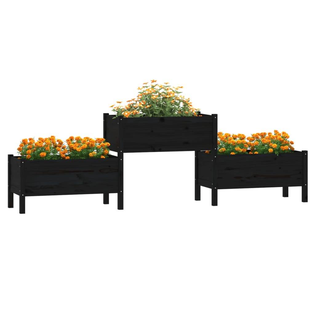 Maison Chic - Jardinière, Bac à fleurs, Pot de fleurs Noir 245,5x44x75 cm Bois massif de pin - Imagen 3