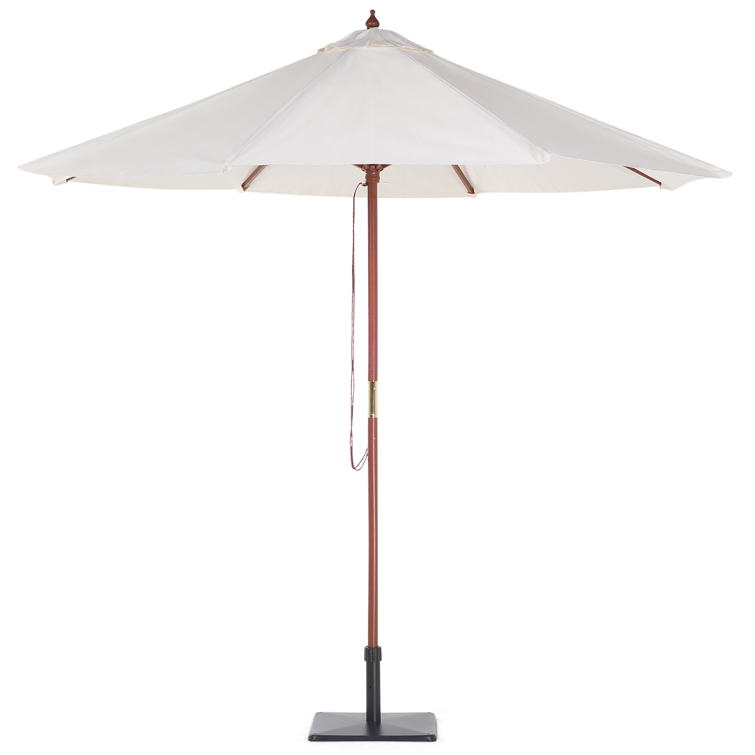 Beliani - Parasol de Jardin ou de Terrasse Blanc Beige avec Pied en Bois Diamètre 270 cm Toile Anti UV et Ouverture Facile avec Corde - Imagen 5