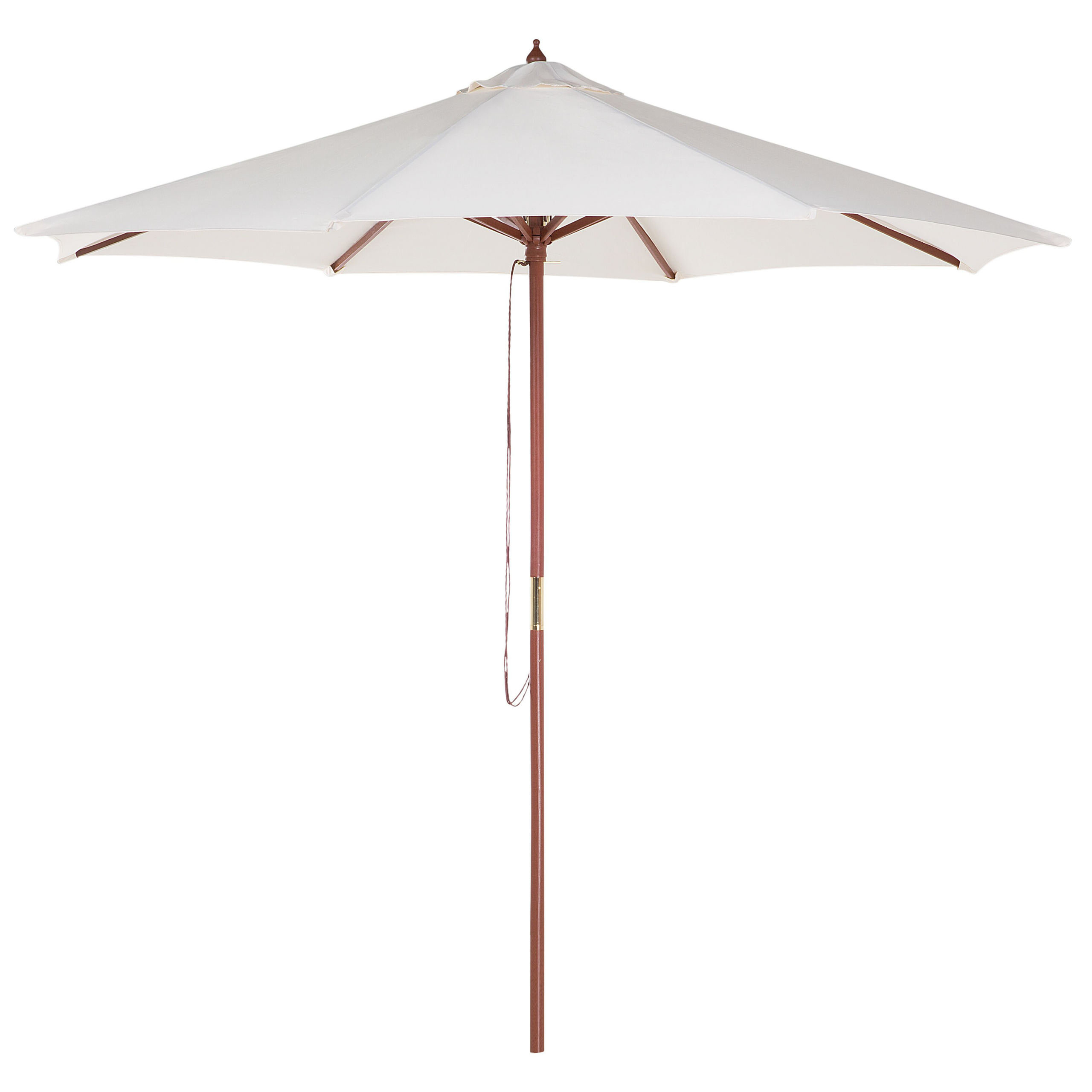 Beliani - Parasol de Jardin ou de Terrasse Blanc Beige avec Pied en Bois Diamètre 270 cm Toile Anti UV et Ouverture Facile avec Corde - Imagen 1