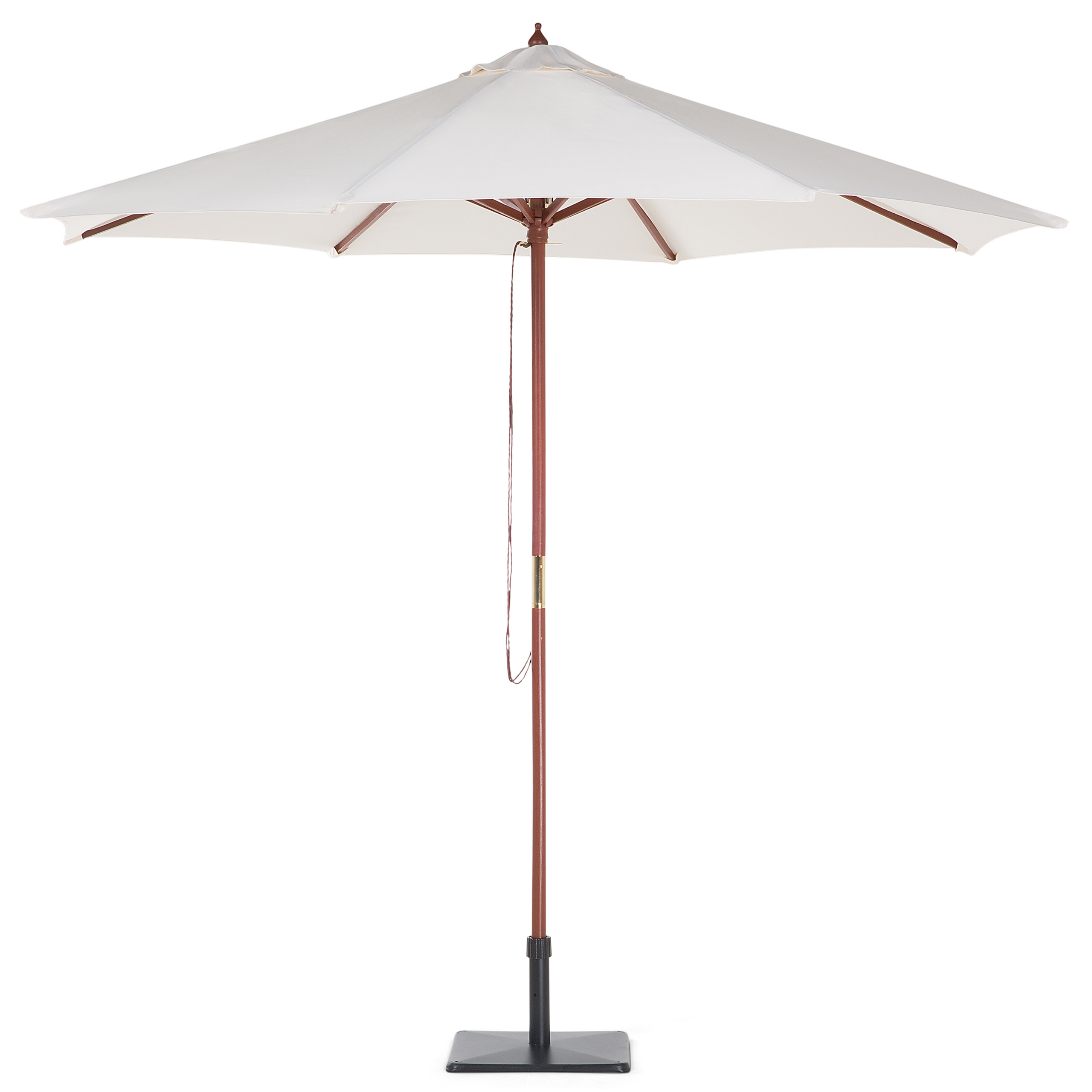 Beliani - Parasol de Jardin ou de Terrasse Blanc Beige avec Pied en Bois Diamètre 270 cm Toile Anti UV et Ouverture Facile avec Corde - Imagen 4