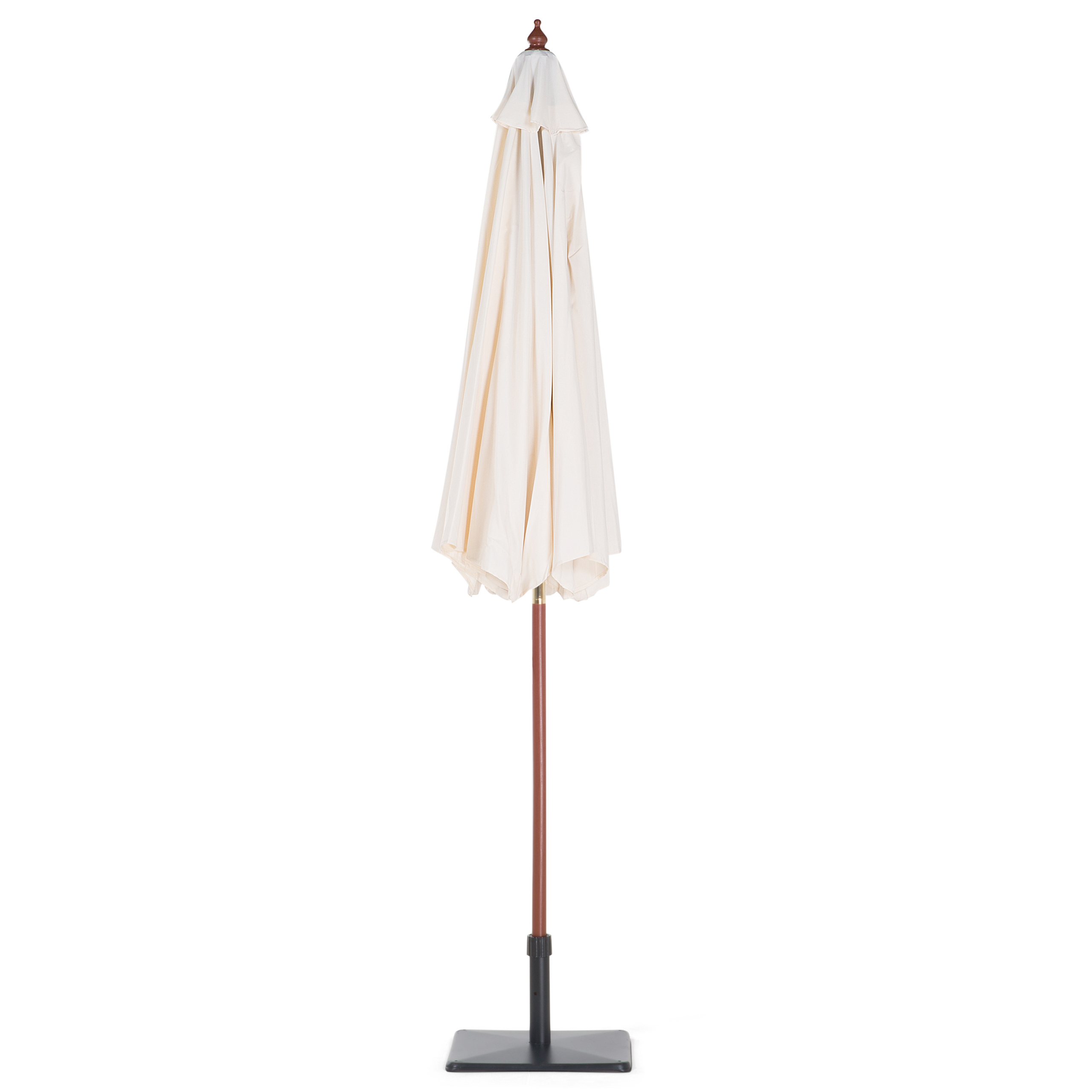 Beliani - Parasol de Jardin ou de Terrasse Blanc Beige avec Pied en Bois Diamètre 270 cm Toile Anti UV et Ouverture Facile avec Corde - Imagen 6