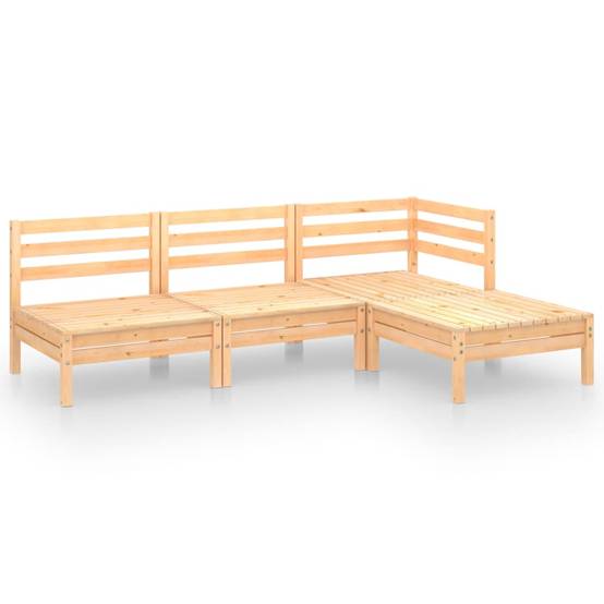 Salon de Jardin Modulaire 4 Pièces Bois de Pin Massif Canapé 3 Places et Repose-Pieds Design Palette Brun – ComfortXL Outdoor Living - Image 2