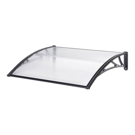 Helloshop26 - Auvent de porte d'entrée design marquise d'accueil résistante aux intempéries 100 x 60 cm noir transparent - Imagen 1