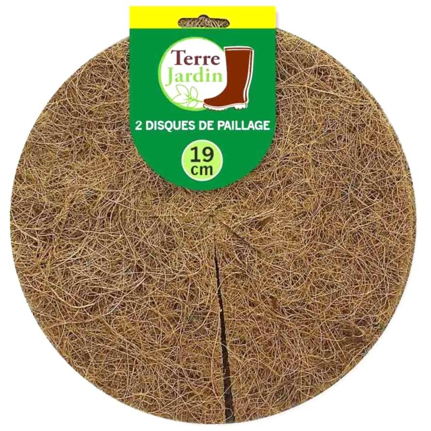 Lot de 2 disques de paillage coco fibres naturelles 19 cm Marron - Image 1
