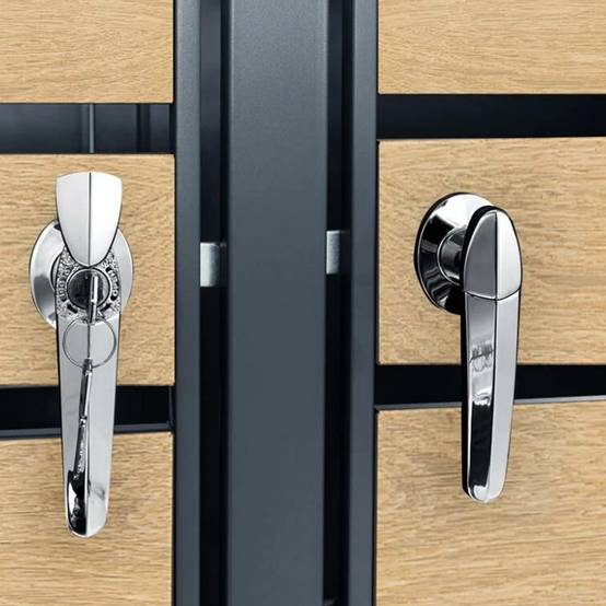 Trigano Jardin - Abri cache poubelle double - 2x 240L - anthracite/ imitation bois en acier - Image 6
