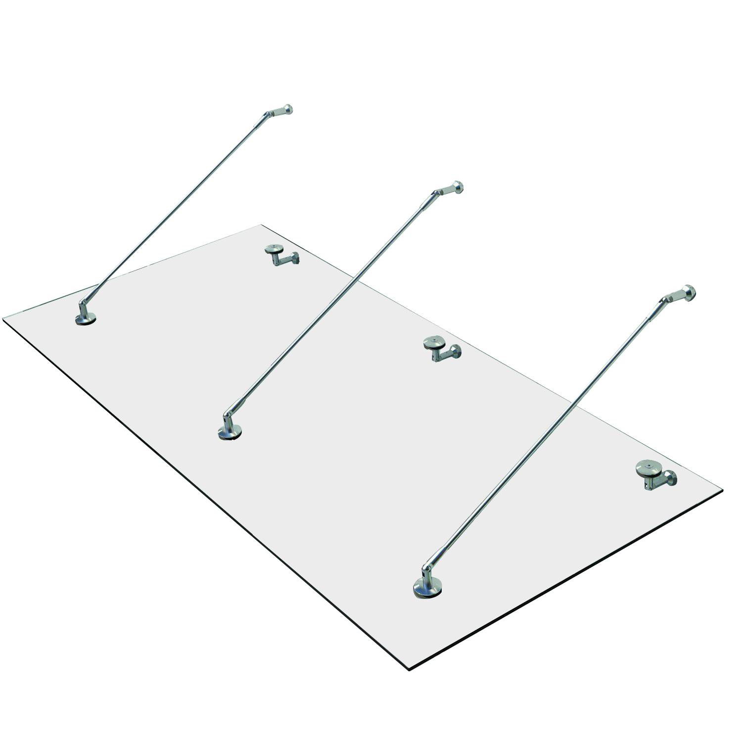 Marquise auvent porte verre trempé acier inoxydable protection pluie 200x90cm transparent - ComfortXL Outdoor Living - Image 2