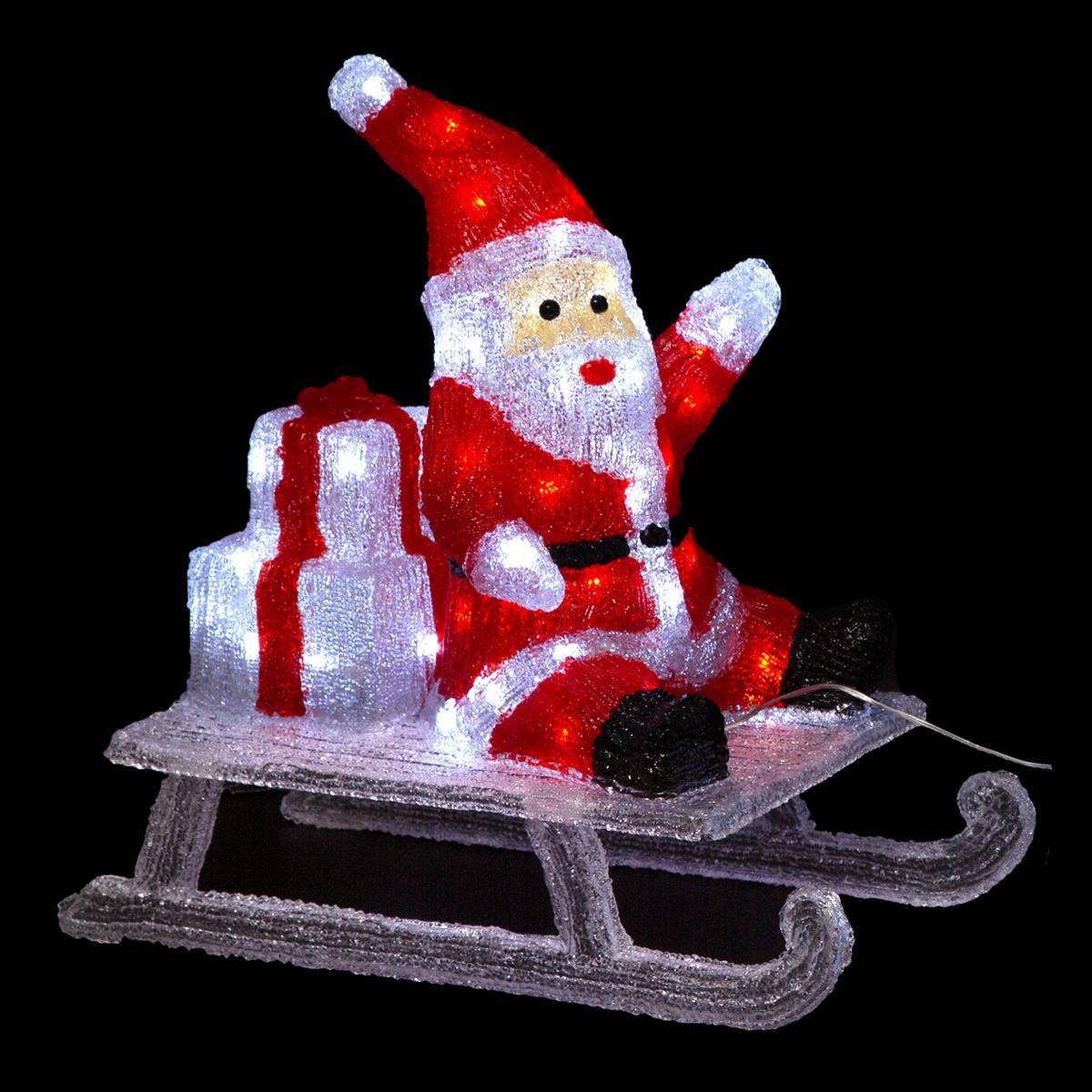 Fééric Lights & Christmas - Forme acrylique père Noël sur luge lumineuse 60 LED H.48,5cm extérieur - Feeric Lights & Christmas