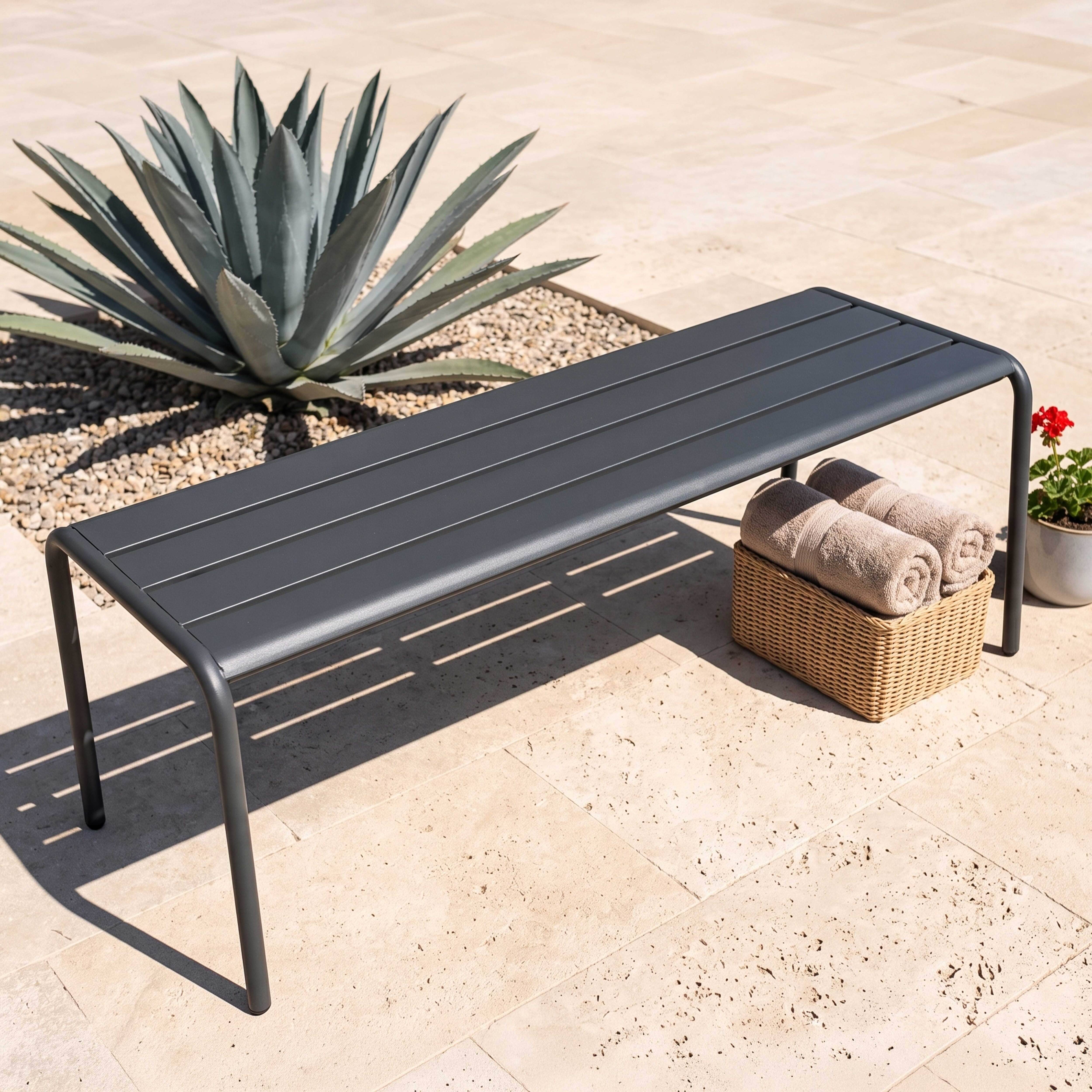 Oviala - Banc de jardin en acier anthracite Palavas - Oviala - Imagen 2