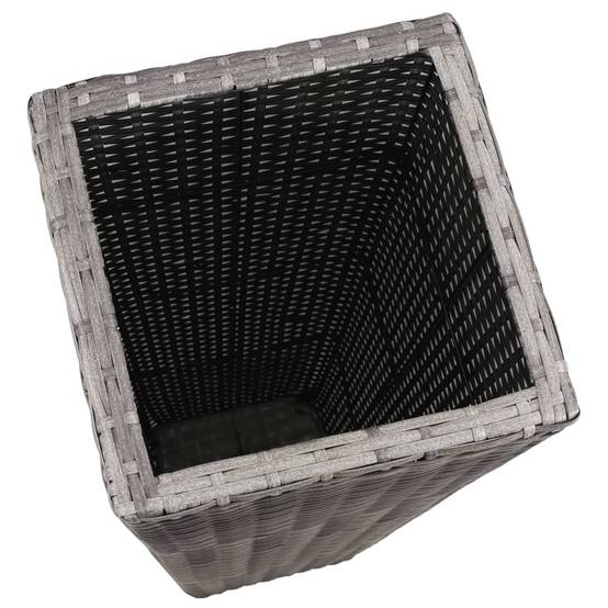 Jardinière | Lits surélevés de jardin 3 pcs Résine tressée Gris - Image 6