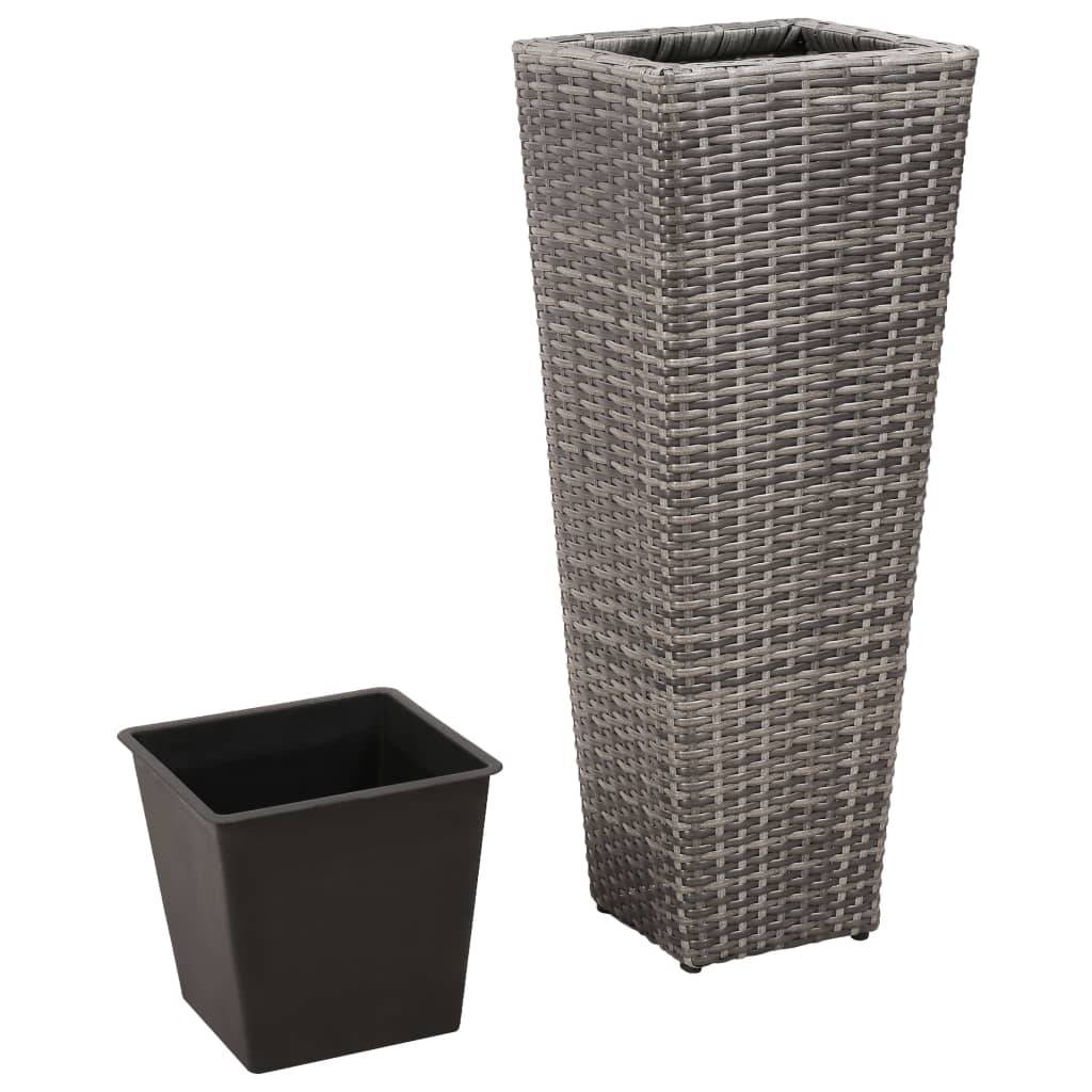 Jardinière | Lits surélevés de jardin 3 pcs Résine tressée Gris - Image 4