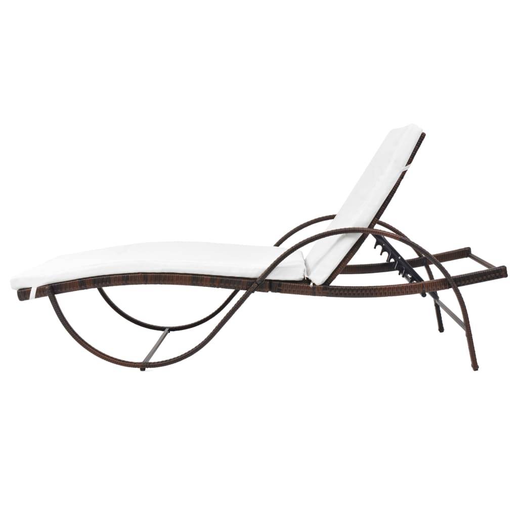 Helloshop26 - Transat chaise longue bain de soleil lit de jardin terrasse meuble d'extérieur avec coussin résine tressée marron - Imagen 5