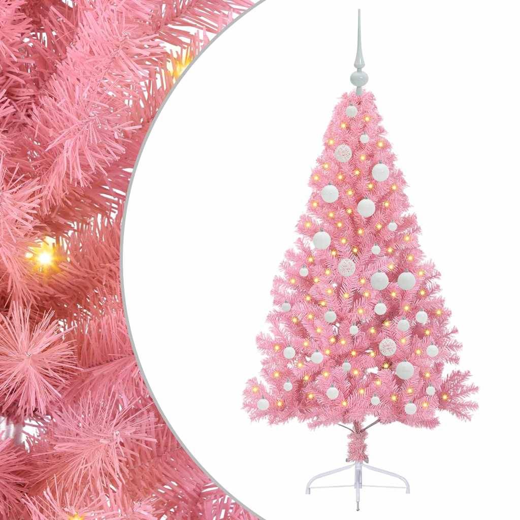 Vidaxl - Sapin de Noël artificiel pré-éclairé Rose 120 cm PVC vidaXL 3397053 - Image 2