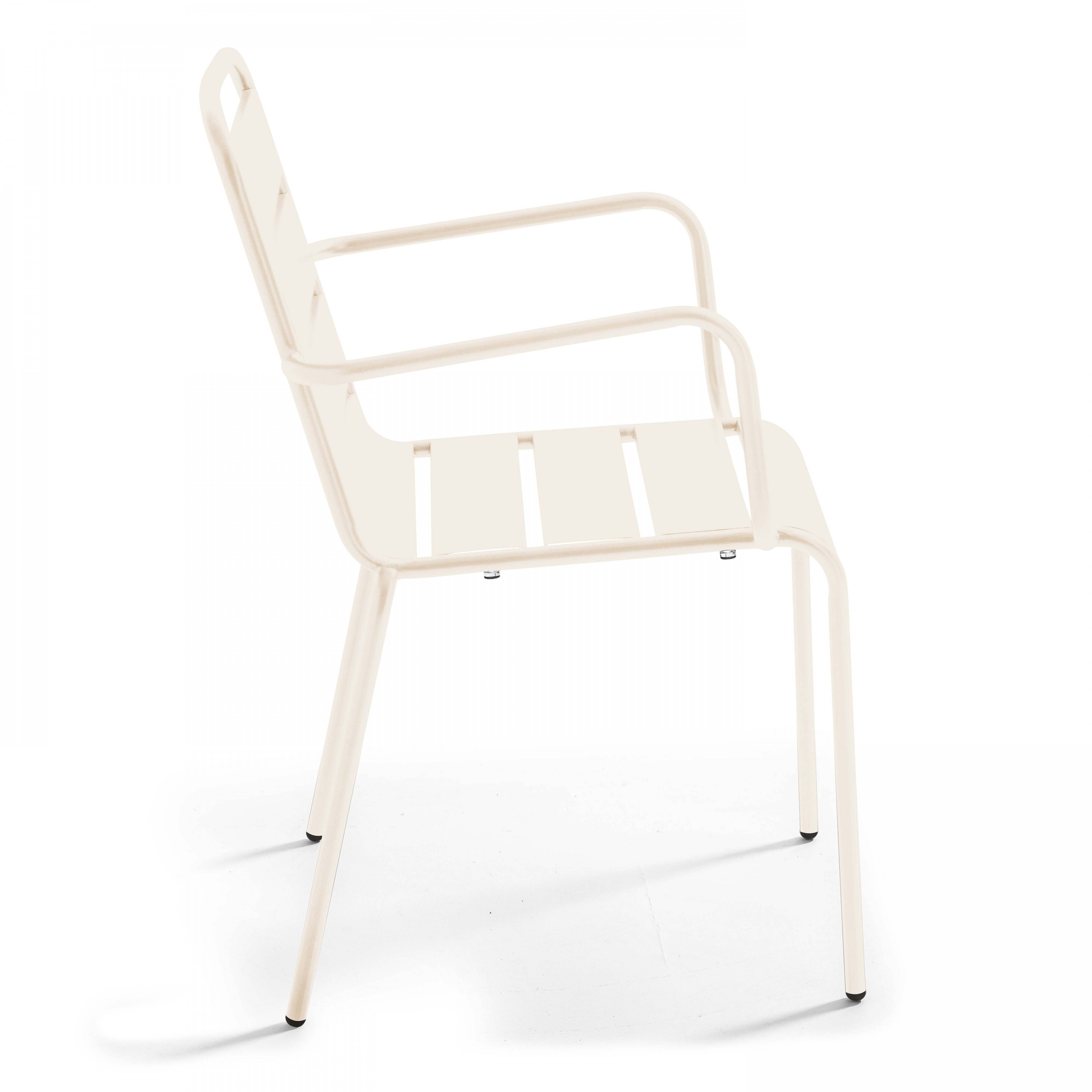 Oviala - Ensemble table de jardin carrée et 4 fauteuils acier ivoire Palavas - Oviala - Imagen 5