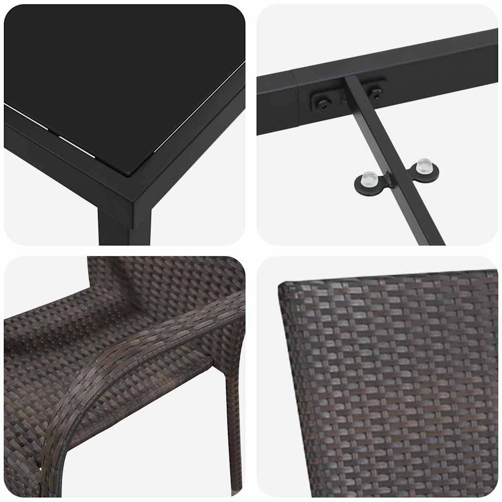 ComfortXL - Salon de Jardin 4 Places pour Repas en Plein Air avec Table en Verre Marron – ComfortXL Outdoor Living - Image 9