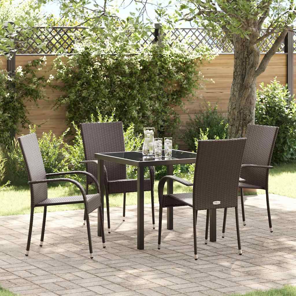 ComfortXL - Salon de Jardin 4 Places pour Repas en Plein Air avec Table en Verre Marron – ComfortXL Outdoor Living - Image 1