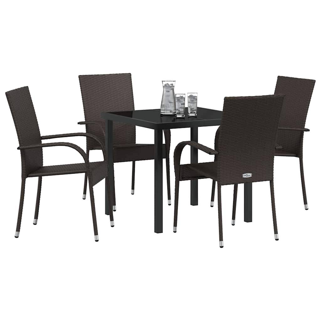 ComfortXL - Salon de Jardin 4 Places pour Repas en Plein Air avec Table en Verre Marron – ComfortXL Outdoor Living - Image 3