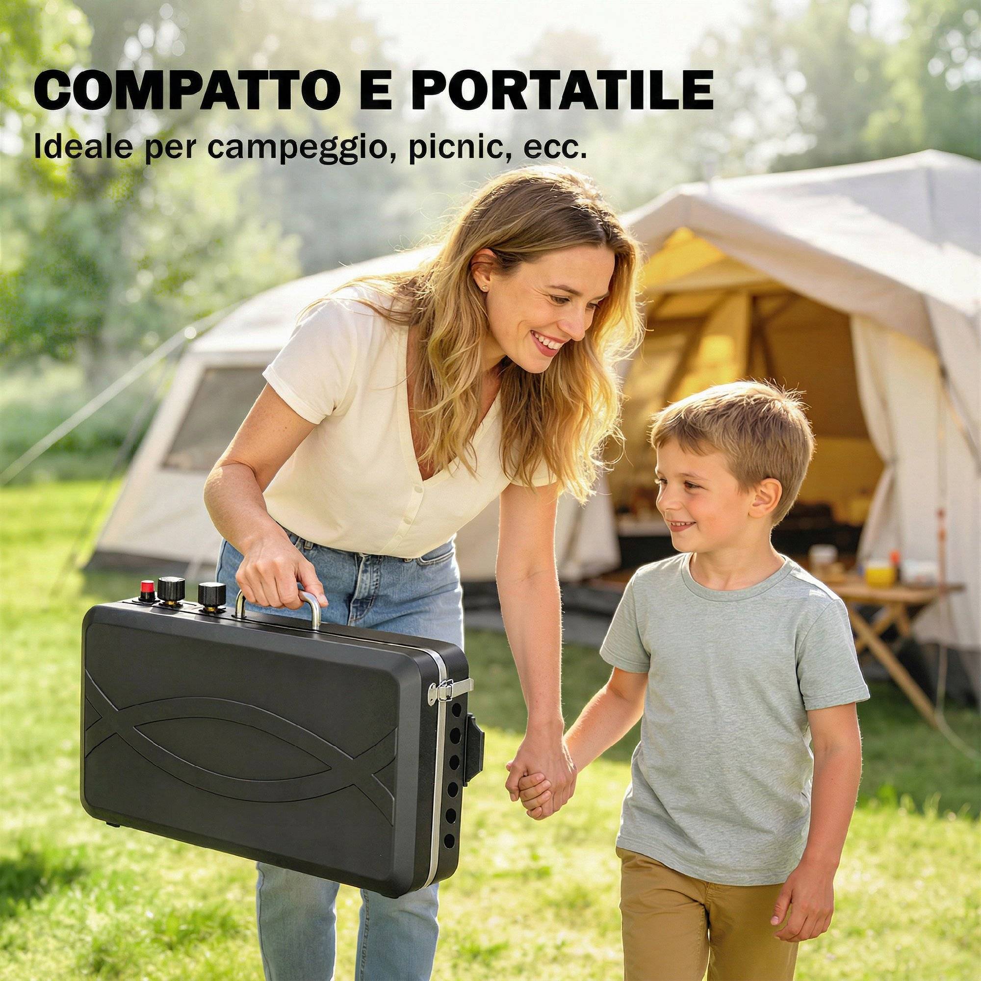 Barbecue portable 2 en 1 au propane avec grill et réchaud, 7 kW, noir - Image 10