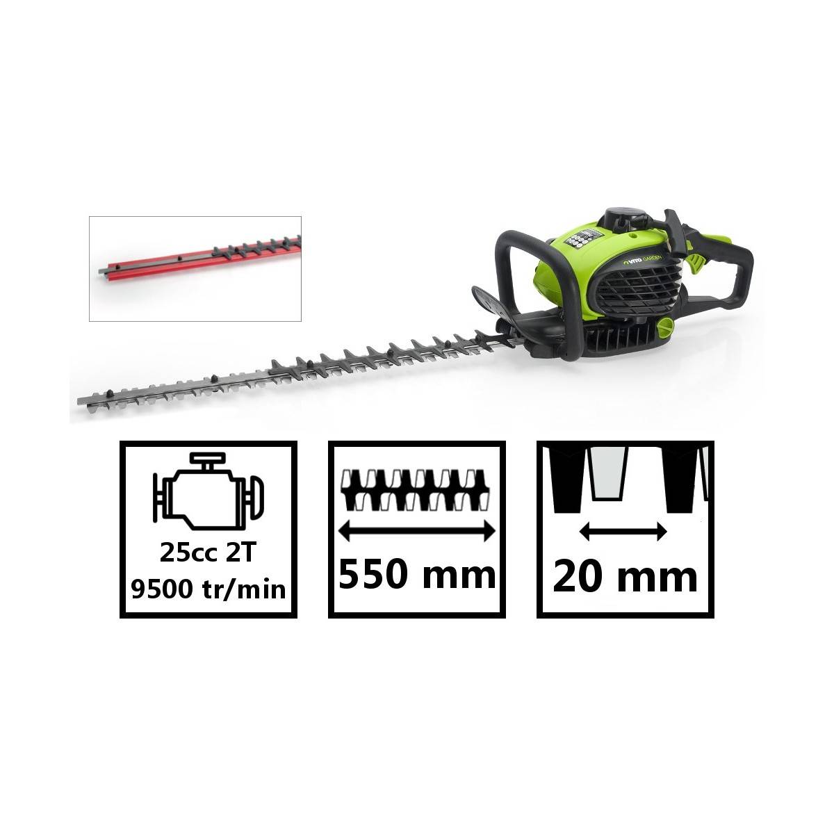 Taille Haies thermique 25cm3 Moteur 2 Temps Lame 55cm Rotation 90° VITO - Imagen 3
