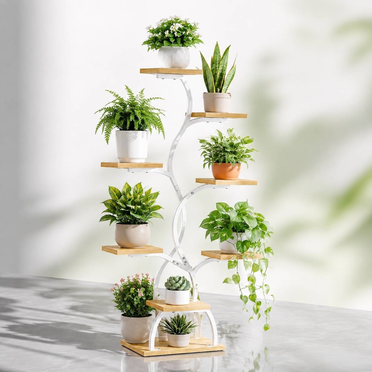 Étagère à Plantes 8 Niveaux avec Lampe de Culture Full Spectrum Stable Économe d'Espace Blanc - Image 5