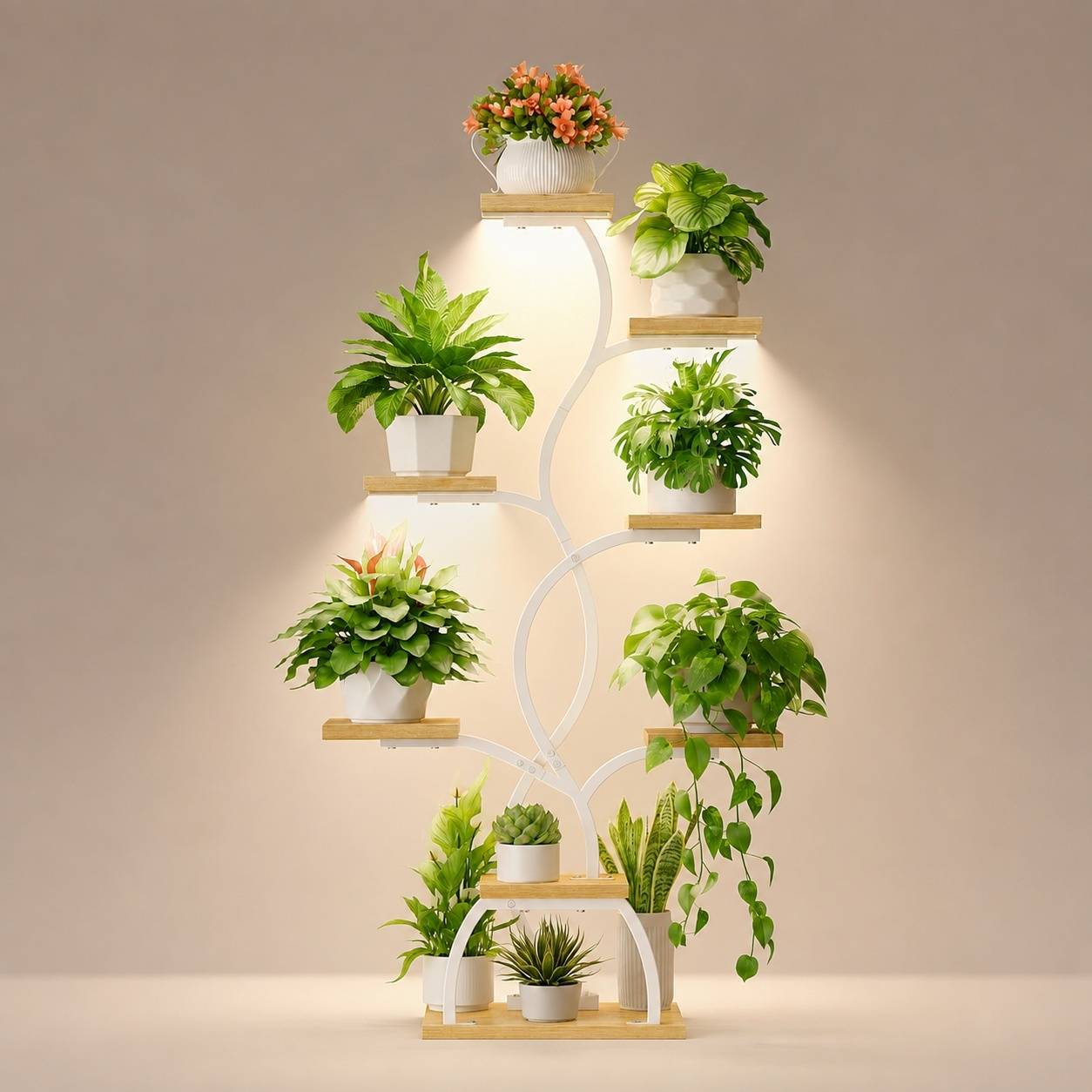 Étagère à Plantes 8 Niveaux avec Lampe de Culture Full Spectrum Stable Économe d'Espace Blanc - Image 3