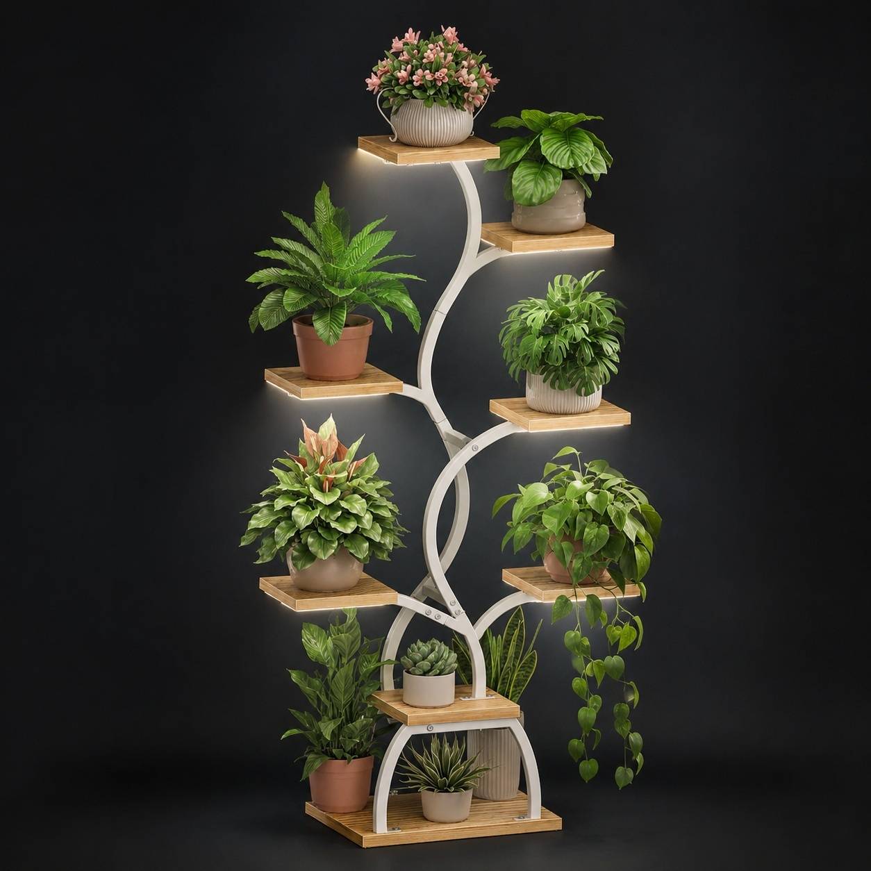 Étagère à Plantes 8 Niveaux avec Lampe de Culture Full Spectrum Stable Économe d'Espace Blanc - Image 2