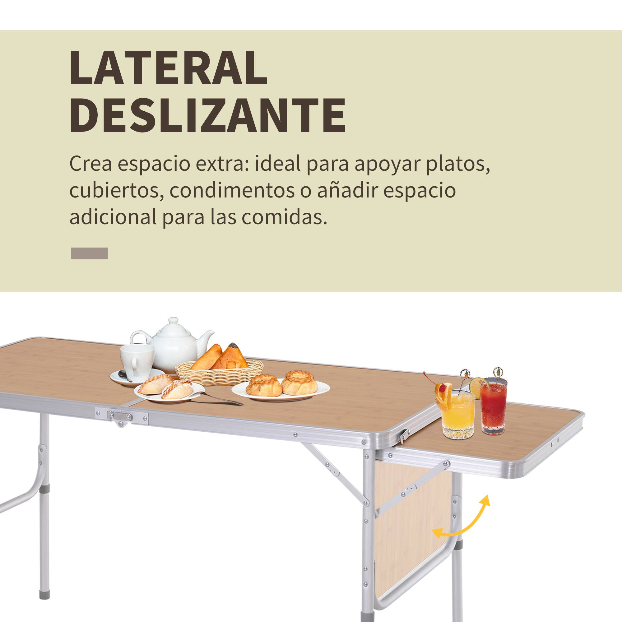 ComfortXL - Table de camping pliante aluminium pour pique-nique avec rallonge rabattable 153 x 60 cm - ComfortXL Outdoor Living - Image 7