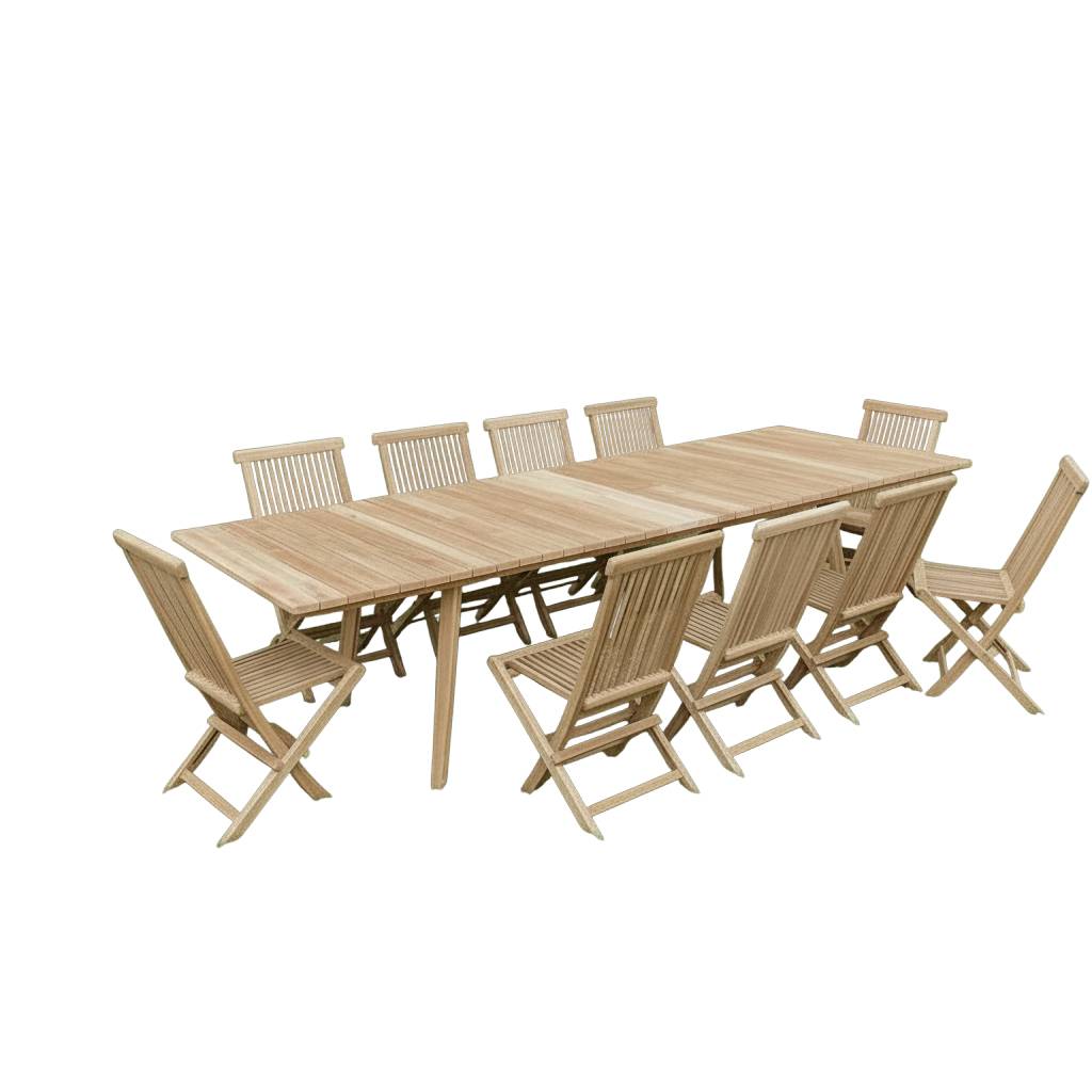 Teck'Attitude - Salon de jardin en teck massif Oasis, 10 places - TECK'Attitude