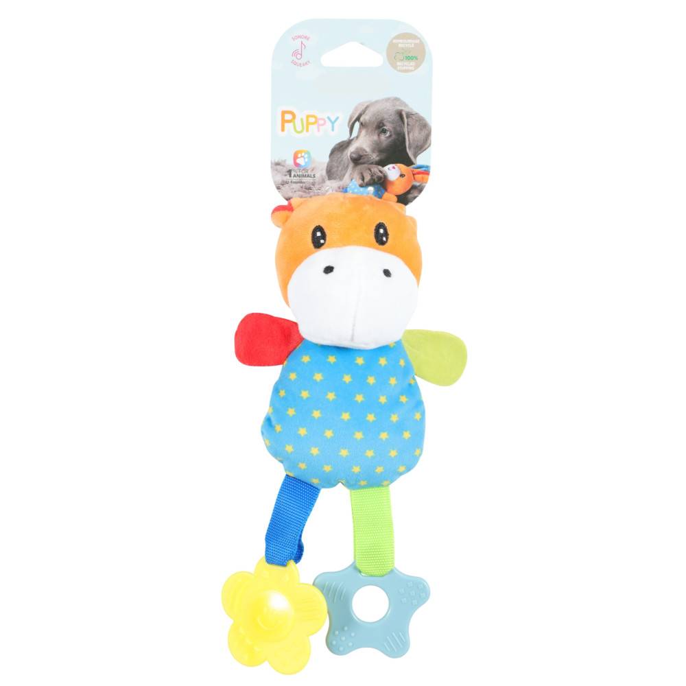 Animallparadise - Peluche rio hippopotame bleu anneau à mordiller 26 cm jeux pour chiots - Imagen 2