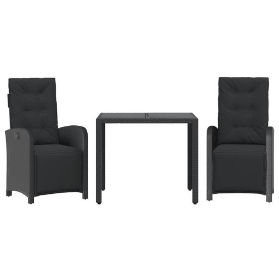 Vidaxl - Ensemble de bistro 3 pcs avec coussins noir résine tressée vidaXL 3212456 - Image 2