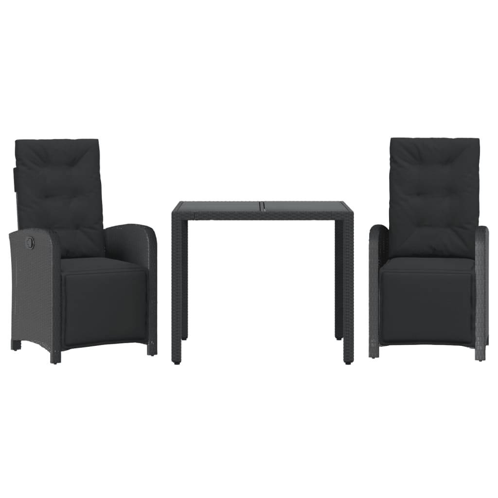 Vidaxl - Ensemble de bistro 3 pcs avec coussins noir résine tressée vidaXL 3212456 - Image 2