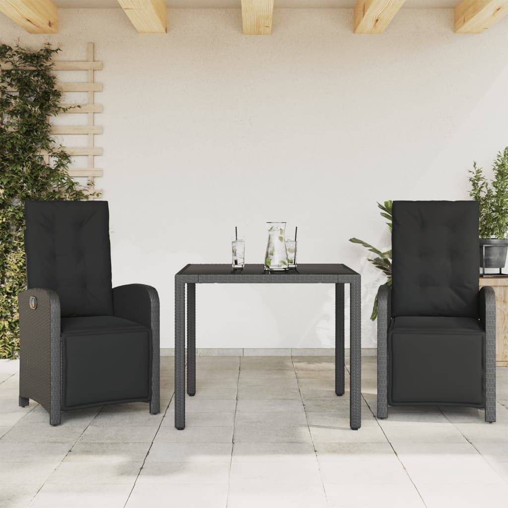 Vidaxl - Ensemble de bistro 3 pcs avec coussins noir résine tressée vidaXL 3212456 - Image 1
