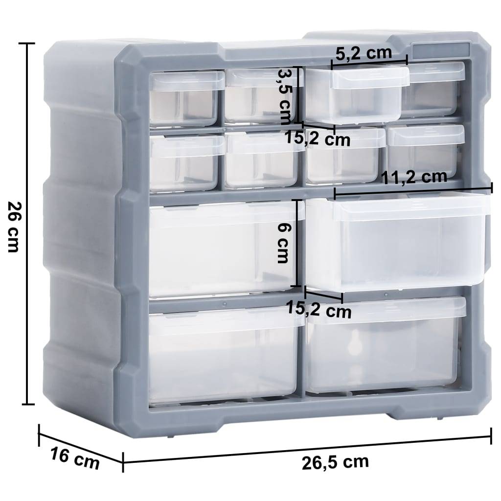 Helloshop26 - Organisateurs multi-tiroirs avec 12 tiroirs 2 pièces 26,5 cm - Imagen 5