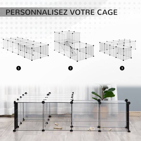 Enclos pour petits animaux résine PP acier noir 140 x 70 x 70 cm - PANGIVO - Image 6