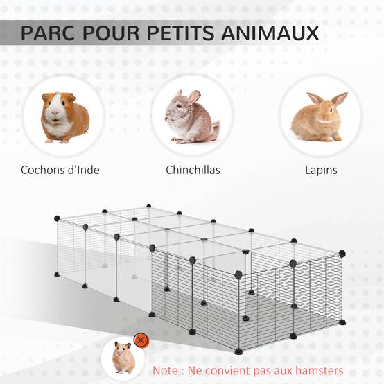 Enclos pour petits animaux résine PP acier noir 140 x 70 x 70 cm - PANGIVO - Image 7