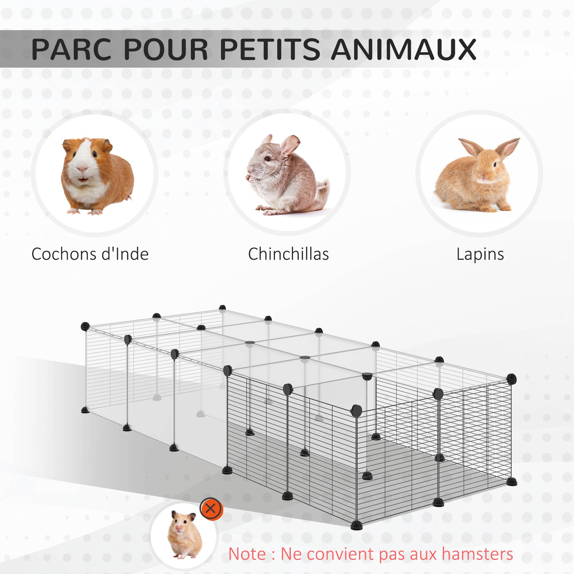 Enclos pour petits animaux résine PP acier noir 140 x 70 x 70 cm - PANGIVO - Image 7