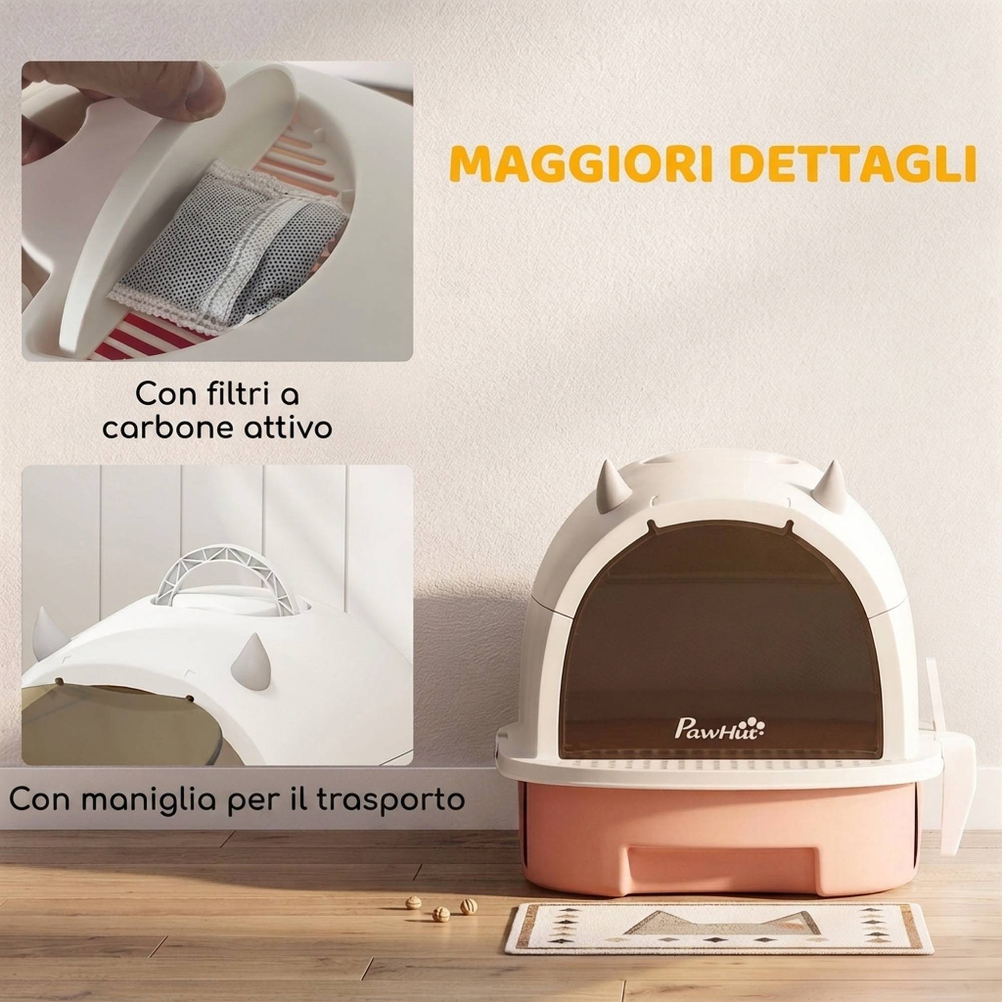 ComfortXL - Maison de toilette pour chat en polypropylène rose 52 cm avec tiroir et filtre à charbon actif anti-odeurs - Image 7