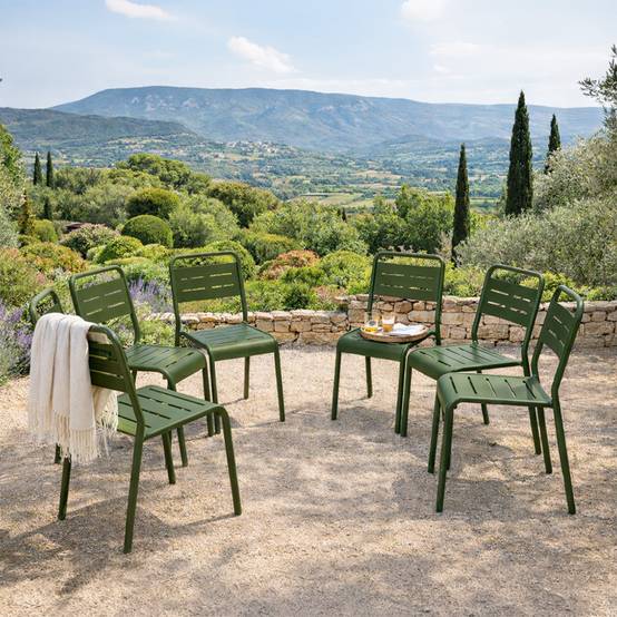 Lot de 6 chaises de jardin empilables vertes BERGAME - Image 4