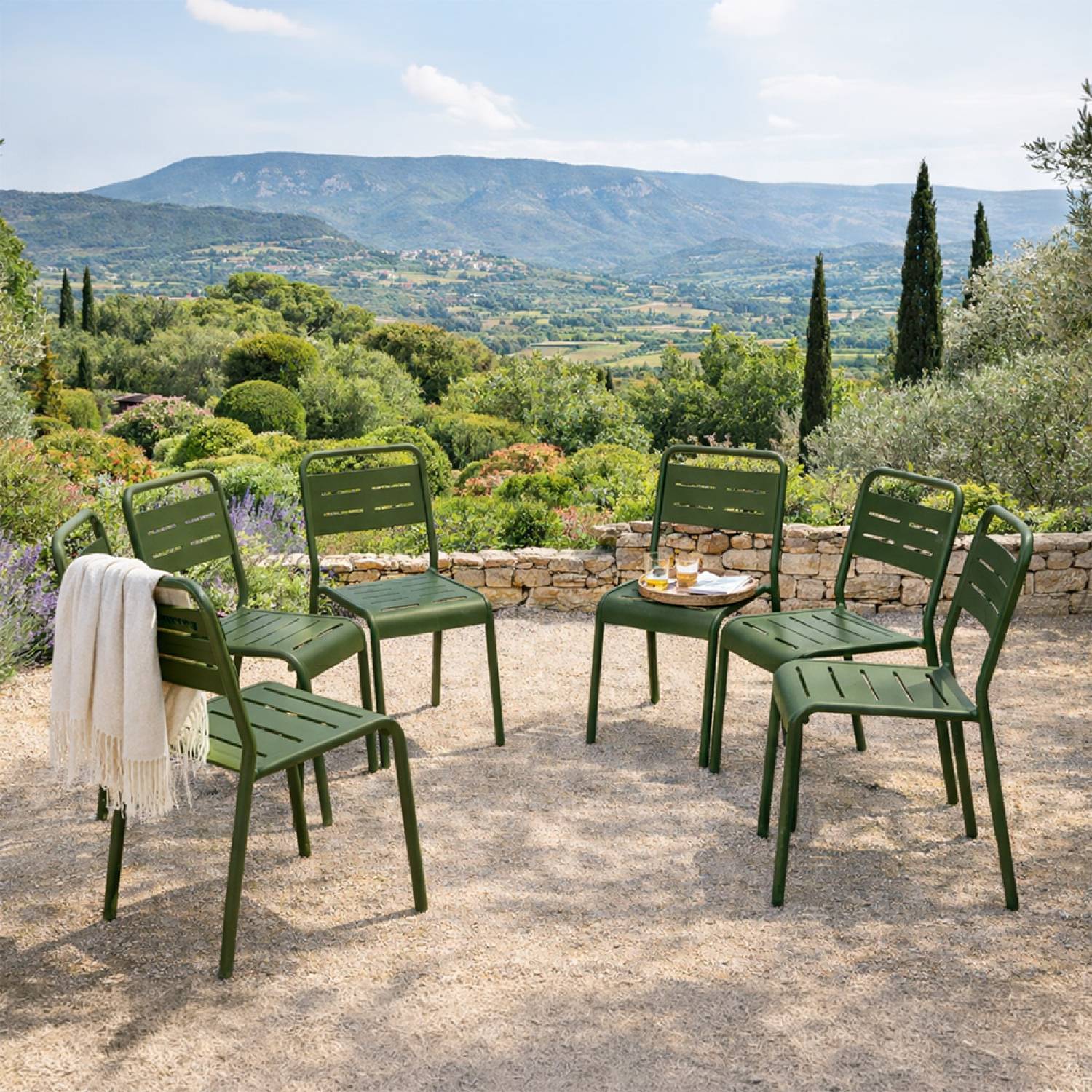 Lot de 6 chaises de jardin empilables vertes BERGAME - Image 4
