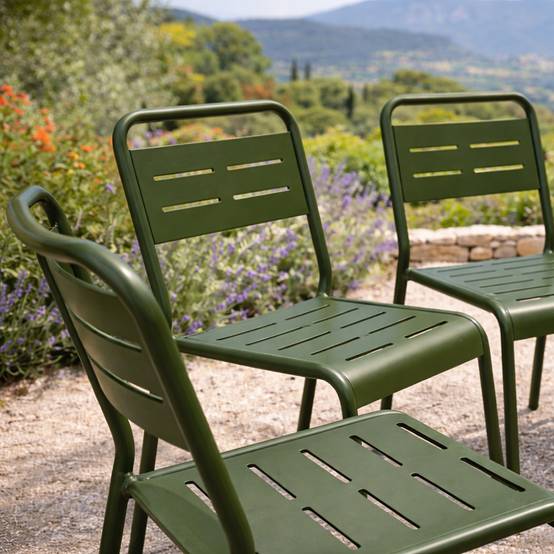 Lot de 6 chaises de jardin empilables vertes BERGAME - Image 5