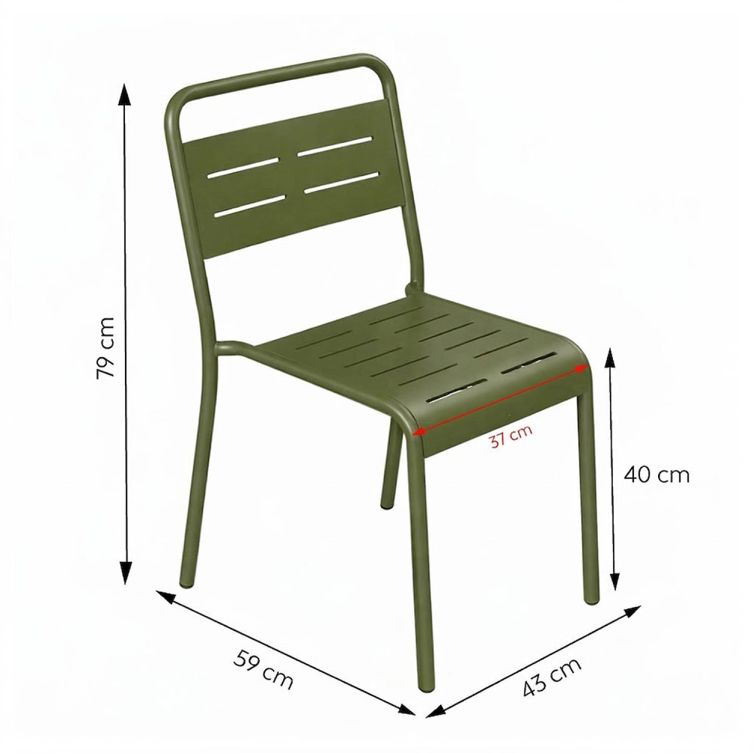 Lot de 6 chaises de jardin empilables vertes BERGAME - Image 3