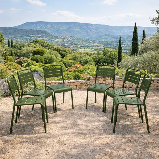 Lot de 6 chaises de jardin empilables vertes BERGAME - Image 2