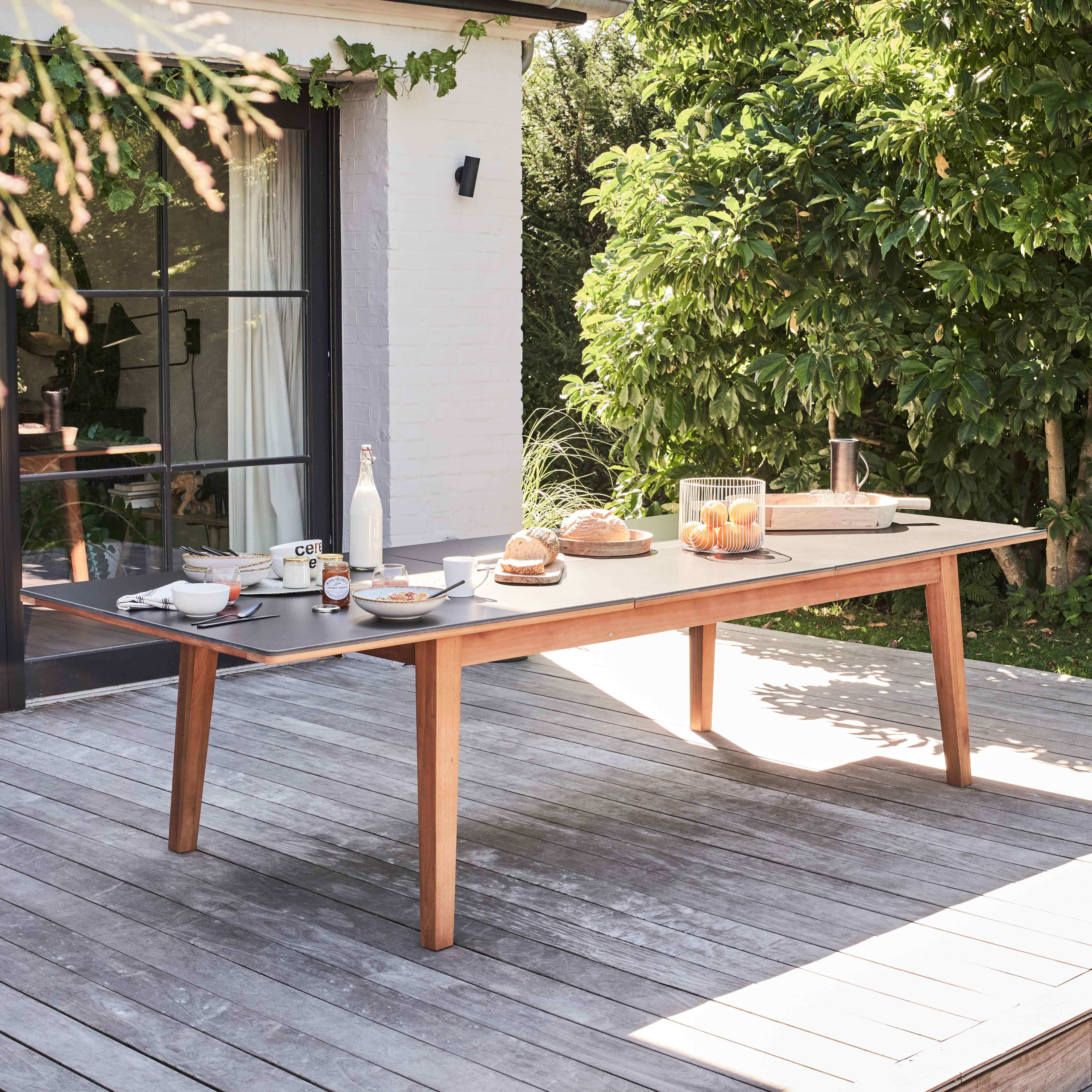 Oviala - Table de jardin extensible bois d'eucalyptus 220-300cm 8 à 12 places Arles - Oviala - Imagen 2