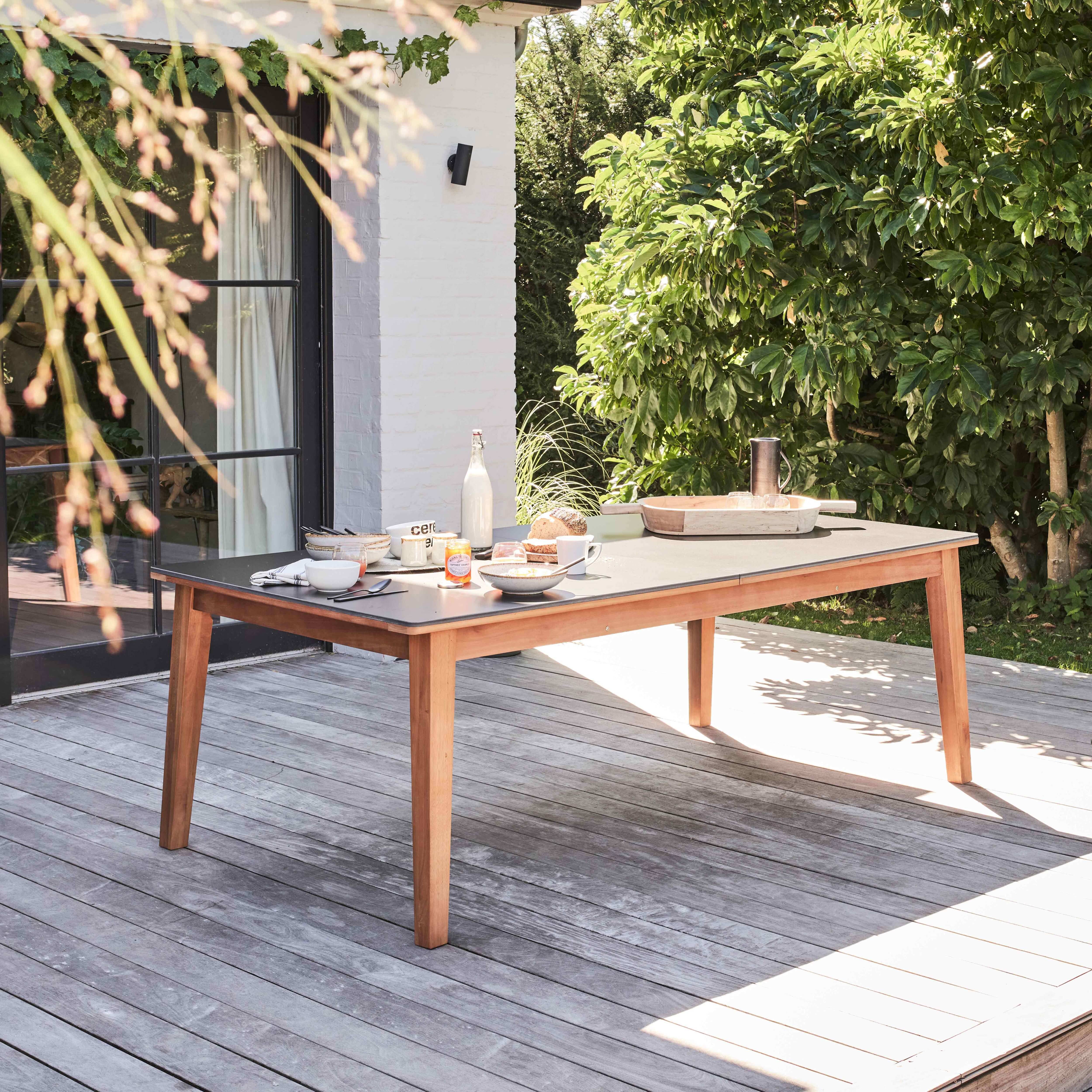 Oviala - Table de jardin extensible bois d'eucalyptus 220-300cm 8 à 12 places Arles - Oviala - Imagen 4