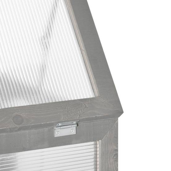 Serre Châssis Bois Polycarbonate Jardin 3 Niveaux Toit Ouvrant Double Porte 58x44x78cm Gris - ComfortXL Outdoor Living - Image 7