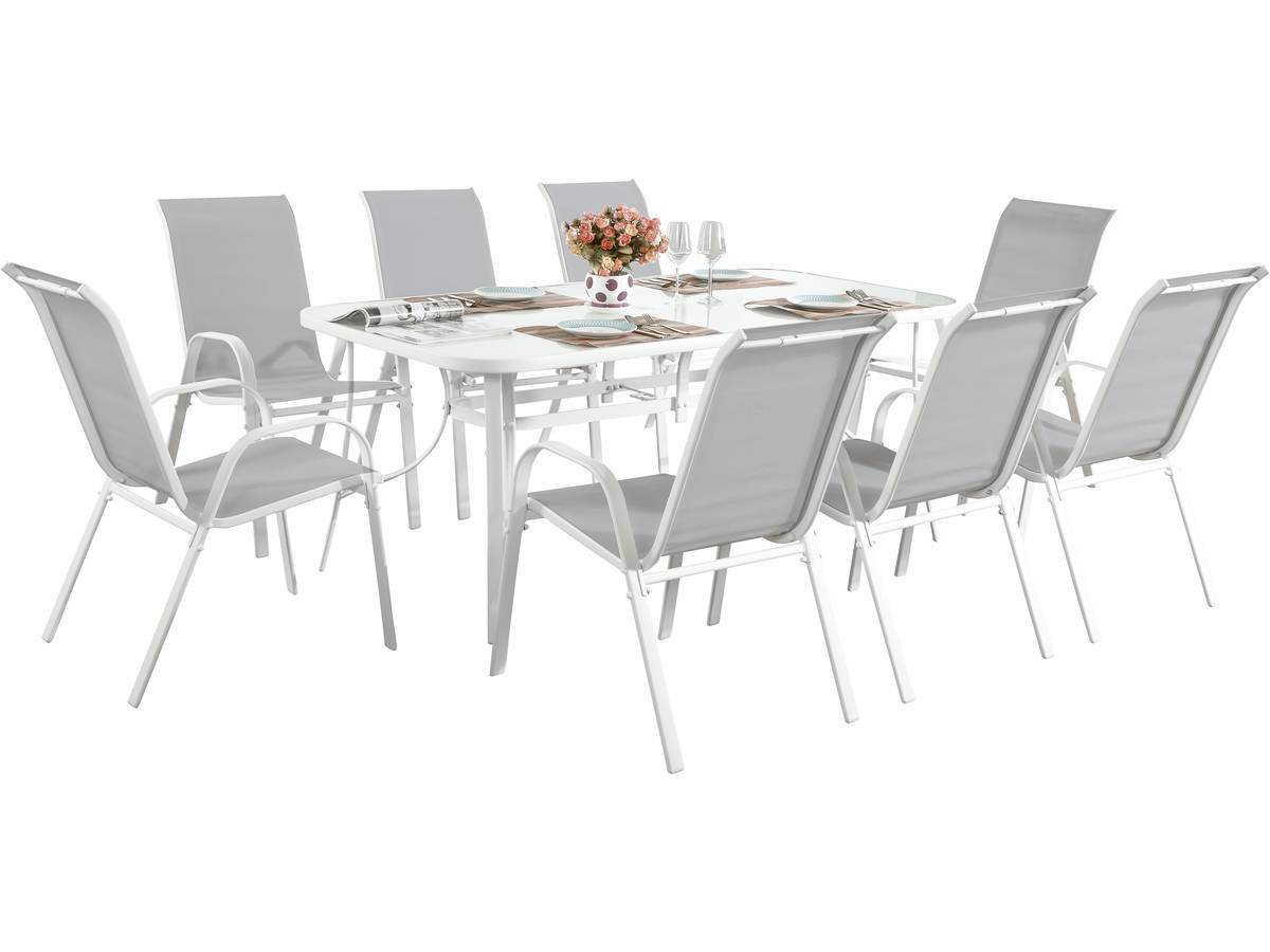 Habitat Et Jardin - Table Et Chaises De Jardin En Textilène "cordoba Xl 180" - Phoenix - 8 Places - Gris -habitat Et Jardin - Imagen 1