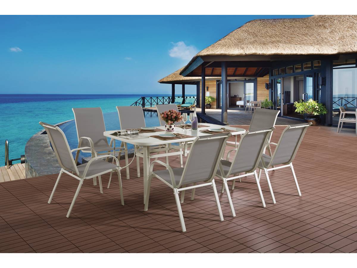 Habitat Et Jardin - Table Et Chaises De Jardin En Textilène "cordoba Xl 180" - Phoenix - 8 Places - Gris -habitat Et Jardin - Imagen 2