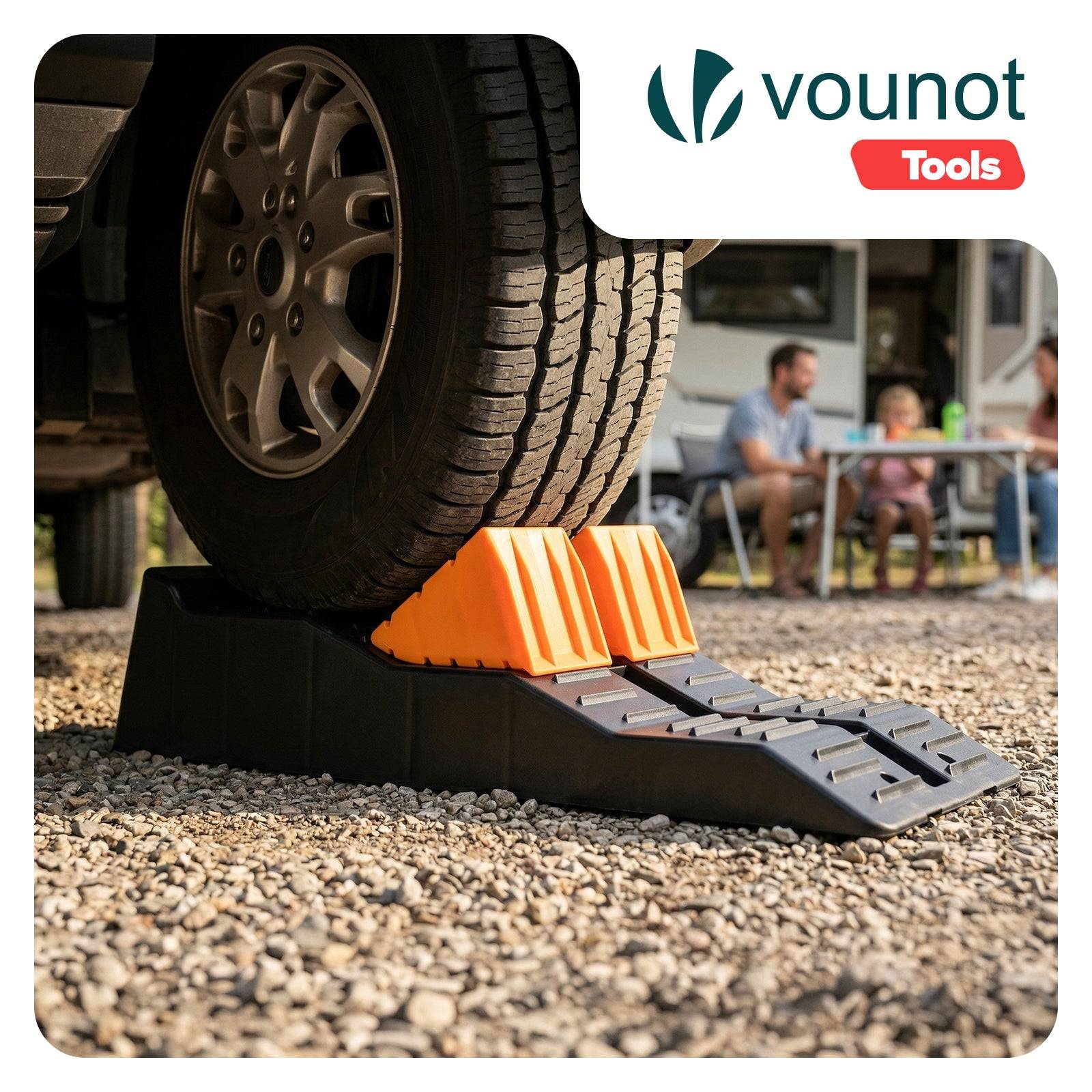 Lot de 2 Rampes de nivellement voiture 5T - 3 niveaux de hauteur avec cales intégrées antidérapant - 56x20x13cm noir - VOUNOT® - Image 2