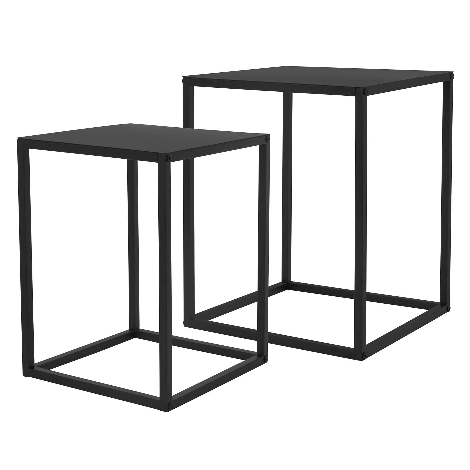 Ml-Design - Set 2x supports de fleurs moderne pot à plantes en métal noir tabouret à fleurs - Imagen 1