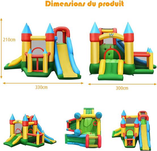 Structure gonflable avec souffleur pour enfants de 3 à 10 ans 330 x 300 x 210 cm - Image 3