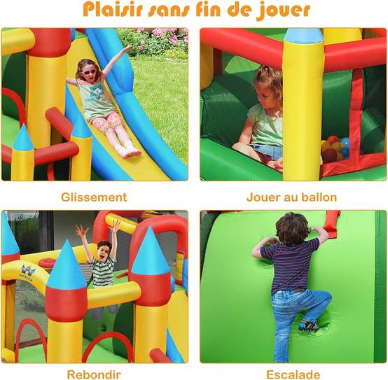 Structure gonflable avec souffleur pour enfants de 3 à 10 ans 330 x 300 x 210 cm - Image 4